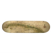 Historic 1639 Map of Cuba by Joan Vinckeboons Custom Skate Board