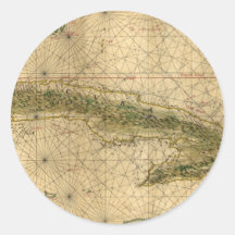 Historic 1639 Map of Cuba by Joan Vinckeboons Round Sticker