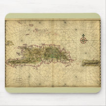 Historic 1639 Map of Hispaniola - Joan Vinckeboons Mouse Pads