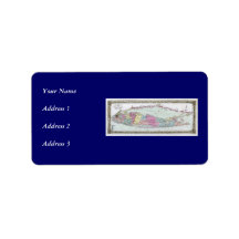 Historic 1855-1857 Travellers Map of Long Island Address Labels