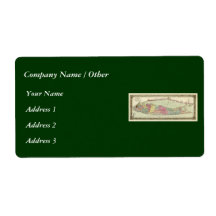Historic 1855-1857 Travellers Map of Long Island Personalised Shipping Label