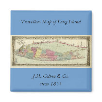 Historic 1855-1857 Travellers Map of Long Island