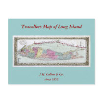 Historic 1855-1857 Travellers Map of Long Island