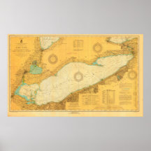 Historic 1918 Nautical Lake Erie chart poster
