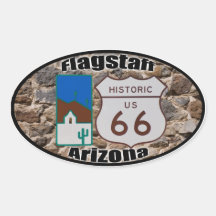 Historic Route 66 ~ Flagstaff, Arizona Oval Sticker