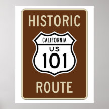 Historic Route US Route 101 (California) Sign Posters