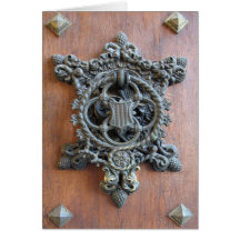 Historical Door Knocker On The Gate To Hluboka Cas Greeting Cards