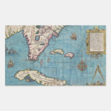 Historical Map of Florida (1591) Stickers