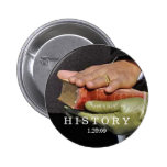 HISTORY: President Obama Hand on Lincoln Bible Pinback Button