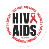 HIV/AIDS Live Love Laugh Round Stickers