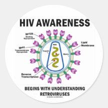 HIV Awareness Begins Understanding Retroviruses Round Sticker