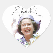 HM Queen Elizabeth II Heart Stickers