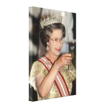 HM Queen Elizabeth II Singapore 1989 Stretched Canvas Print
