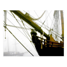 HMS Bounty Emerging from the Mist Postcard