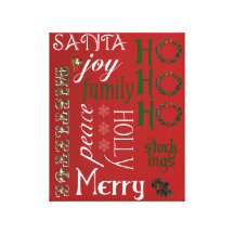 HO HO HO Christmas Words Canvas Art Stretched Canvas Prints
