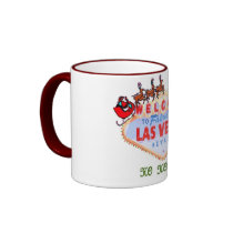 HO HO HO Santa & Reindeers on Las Vegas Sign Mug
