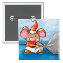 ho ho merry christmas mouse pinback buttons