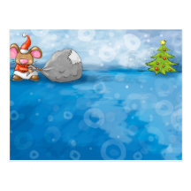 ho ho merry christmas mouse post card