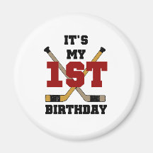 Hockey 1st Birthday Refrigerator Magnets