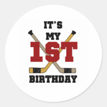 Hockey 1st Birthday Stickers