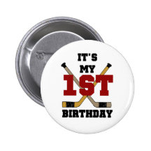 Hockey 1st Birthday Tshirts and Gifts Pinback Button