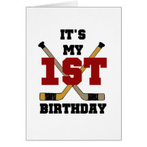 Hockey 1st Birthday Tshirts and Gifts Card