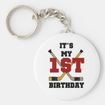 Hockey 1st Birthday Tshirts and Gifts Keychains