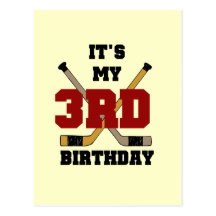 Hockey 3rd Birthday Tshirts and Gifts Post Cards