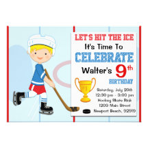 Hockey Birthday Party Invitation Blonde Hair
