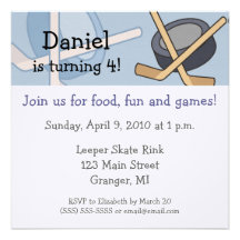 Hockey Birthday Party Invitations 5.25x5.25 in
