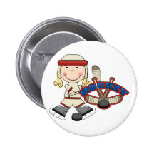 HOCKEY - Blonde Girl Tshirts and Gifts Button