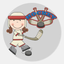 HOCKEY - Brunette Girl Tshirts and Gifts Stickers