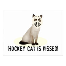 Hockey Cat Pissed Postcard