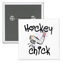 Hockey Chick T-shirts and Gifts Pinback Buttons
