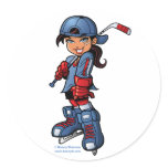 Hockey Girl 3" Round Stickers