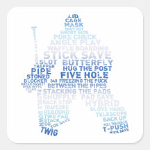 Hockey Goalie Text Square Stickers