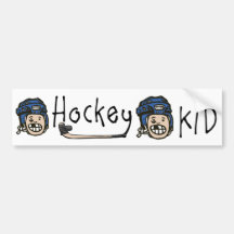Hockey Kid Blue Bumper Stickers