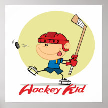 hockey kid ice hockey player cartoon design poster
