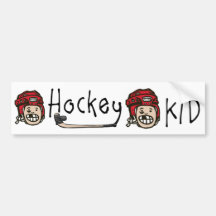 Hockey Kid Red Bumper Sticker
