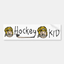 Hockey Kid Yellow Bumper Sticker