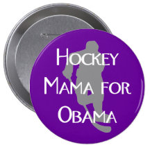 "Hockey Mama for Obama" Dark Button