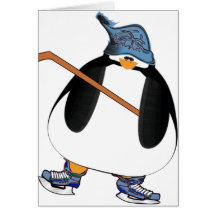 Hockey Penguin Greeting Cards