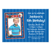 Hockey Photo Birthday Party Blue Invitations invitations