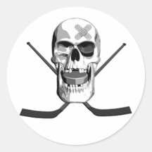 Hockey Skull Round Sticker