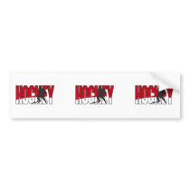 hockey text red bumper sticker