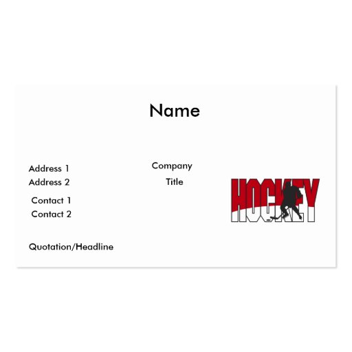 hockey text red business card