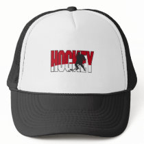 hockey text red mesh hats