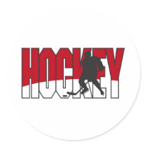 hockey text red round sticker
