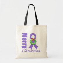 Hodgkins Lymphoma Awareness Merry Christmas Ribbon Bag