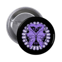 Hodgkins Lymphoma Butterfly Circle of Ribbons Pinback Buttons
